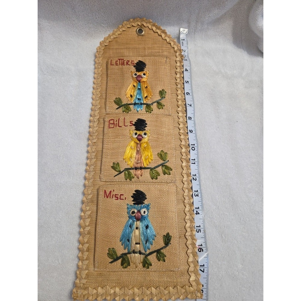 Vintage Philippines Woven‎ Wall Letters 3 Pockets Handcrafted Straw